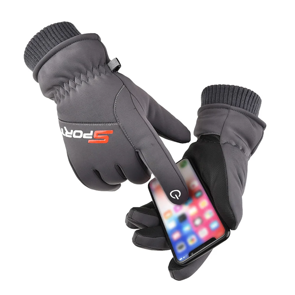 

1 Pair Full Finger Gloves Thermal Velvet Men Winter Outdoor Sports Waterproof Windproof Warm Thickened Riding Skiing