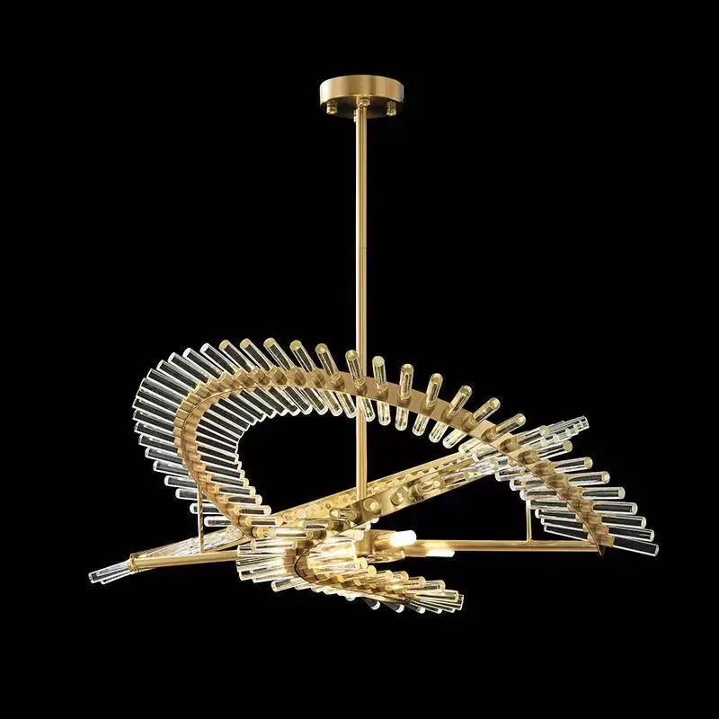 

Postmodern Gold Luxury LED Chandelier Lighting K9 Crystal Living Room Restaurant Creative Hanging Lamp Designer New Fixtures