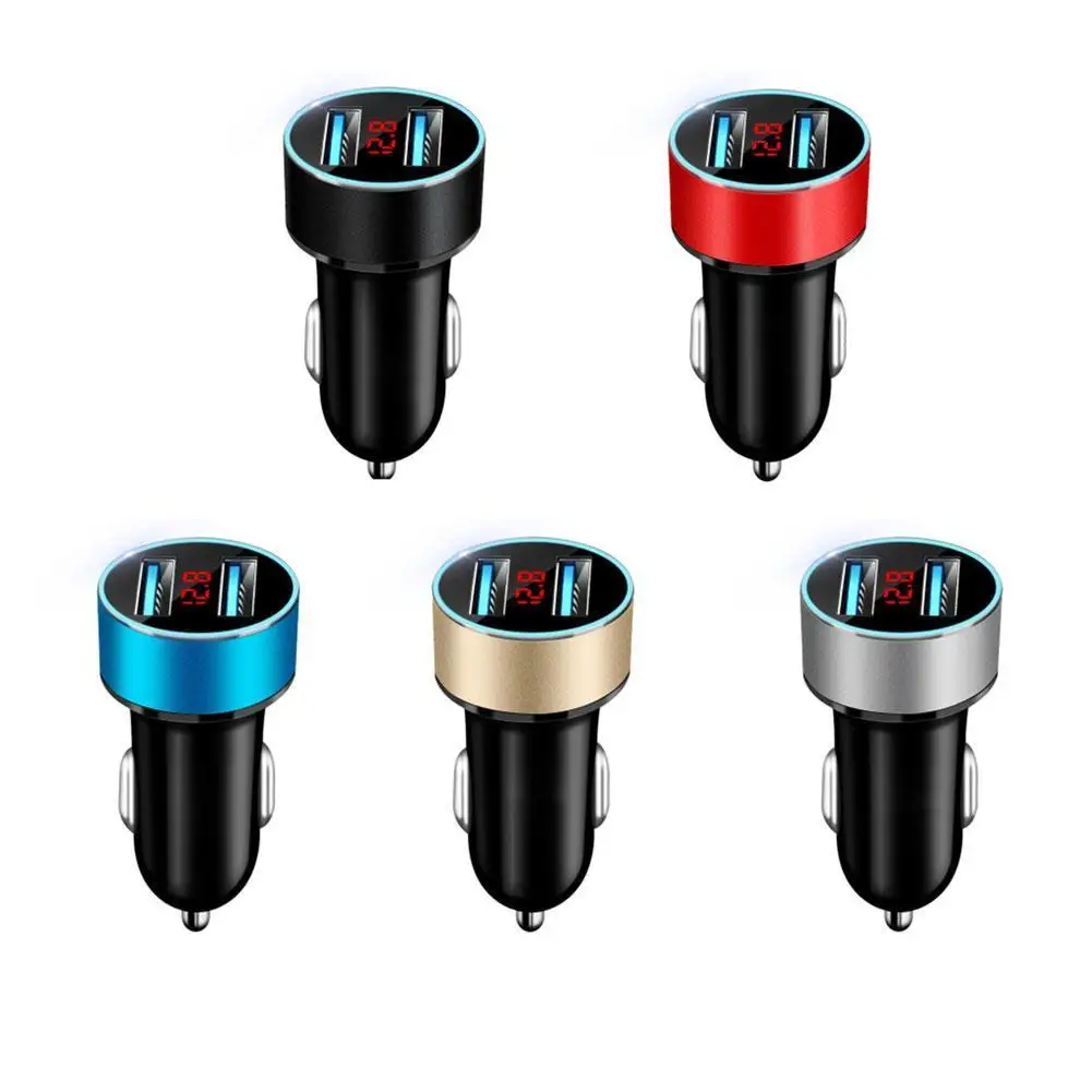 

Устройство для автомобиля с двумя портами USB Зарядное устройство 2 Порты и разъёмы синий светодиодный светильник Дисплей автомобиля гнездо ...