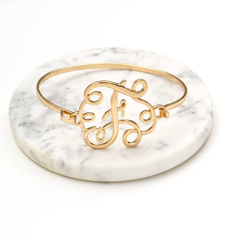 

Wish Card Gold 26 Letters Bracelet Personalized Logo Bracelet 2021 New Color Fastening Alloy Bracelet Jewelry Couple Accessories