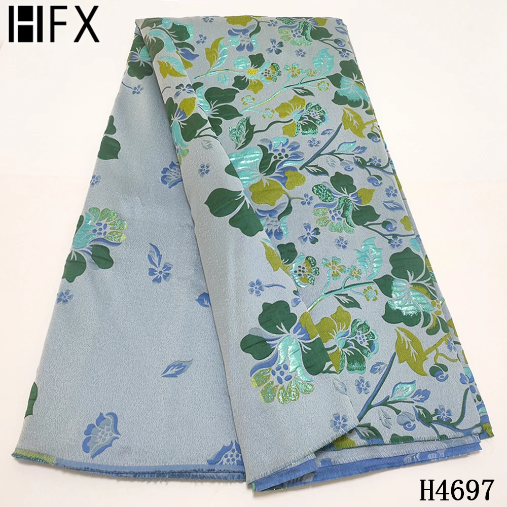 

HFX Latest Nigerian Lace Fabric 2021 High Quality Embroidery Jacquard African Brocade Lace Fabric For Bridal Material F4697
