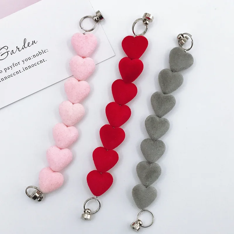 new diy mobile phone case jewelry accessories handmade plush love bracelet girls mobile phone anti fall hanging chain free global shipping