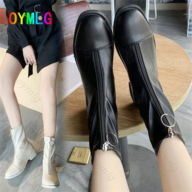 

Front zipper ankle boots women's shoes 2020 new summer breathable wild Martin boots autumn thin and thin short tube thick heel