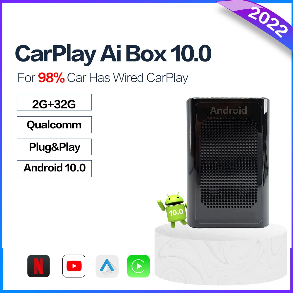 

Android Box Carplay Ai Box Автомобильный мультимедийный плеер, беспроводной зеркальный link Apple Carplay Mini Box Netflix Youtube для Mazda Kia