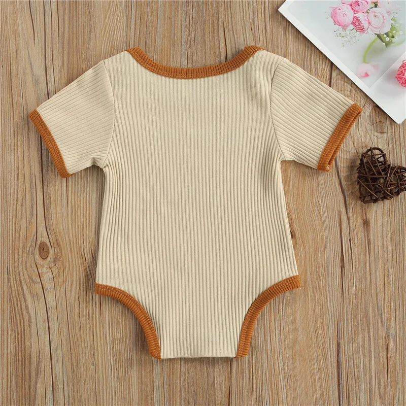 

2021 0-18Months Newborn Baby Boys Girls Embroidered Cotton Romper,Children Kids Letter Pattern Short Sleeve Round Neck Playsuit