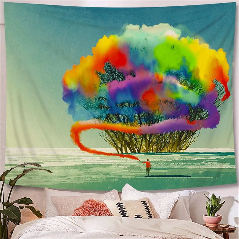

Starry Sky Tapestry Wall Hanging Psychedelic Aesthetic Photography Background Cloth Table Cover Curtain Bedside Decor Paintings