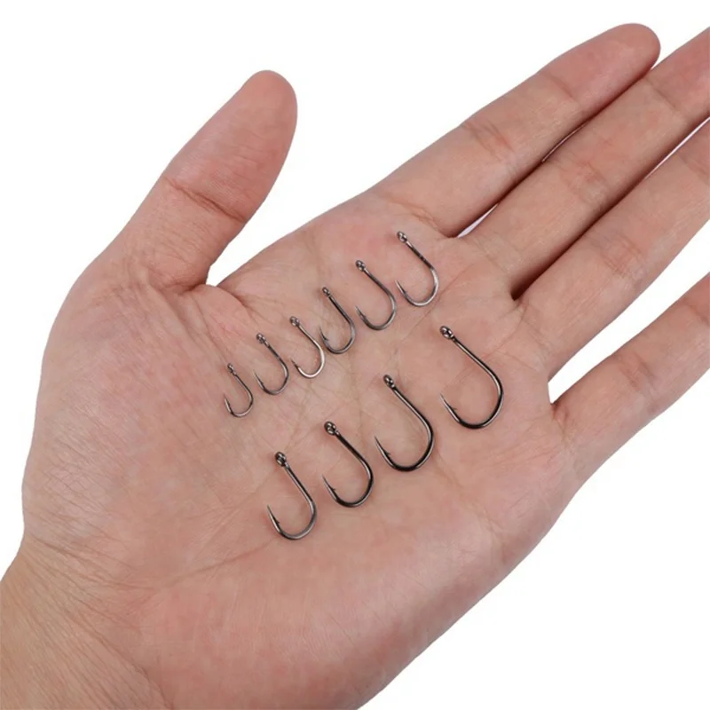 

100Pcs/Lot High Carbon Steel Fish Hook Barbed Fishhooks Worm Pond Fishing Bait Holder Jig Hole Accessories