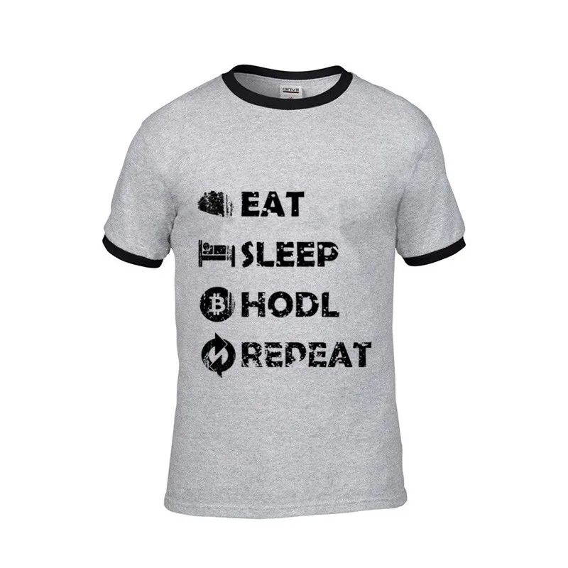 Мужская футболка с надписью Eat Sleep повтор Hodl биткойн монета йота Tether кардано