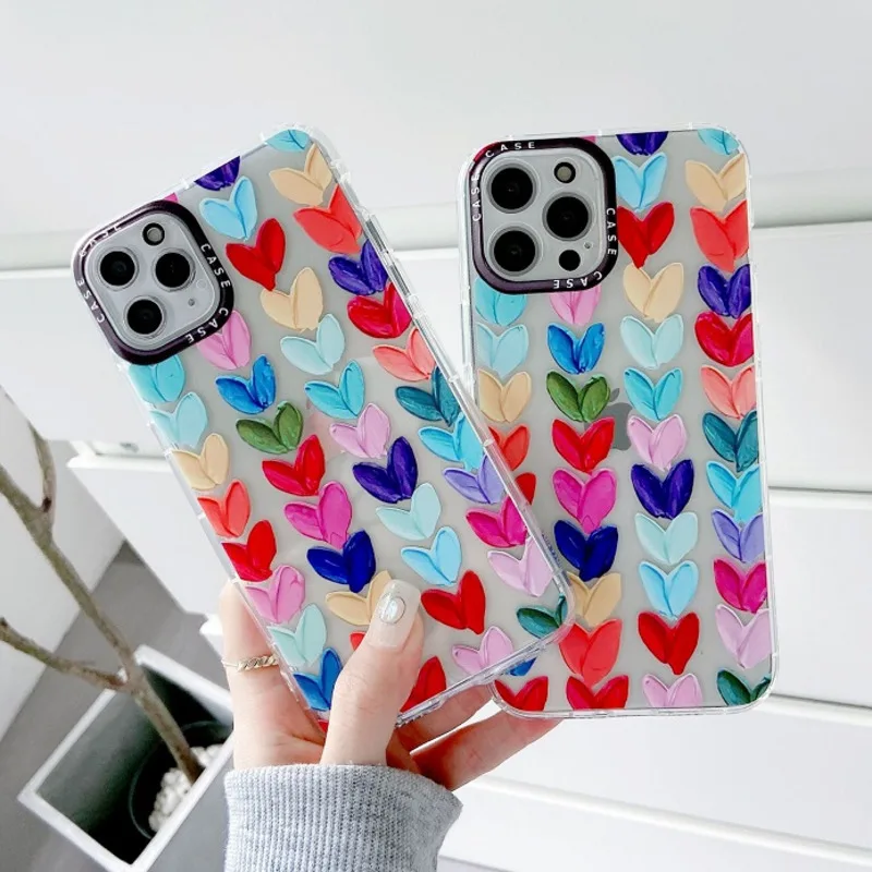 

Прозрачный чехол 100 шт./лот с любовным сердцем для iPhone 11 12 Pro Max XS Max, симпатичная мягкая задняя крышка из ТПУ для iphone X XR 7 8 Plus Mini SE 2020