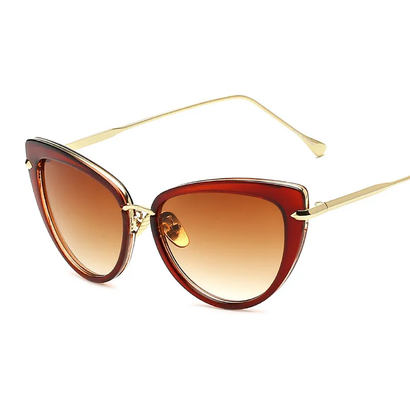 Женские винтажные очки кошачий глаз брендовая дизайнерская металлическая