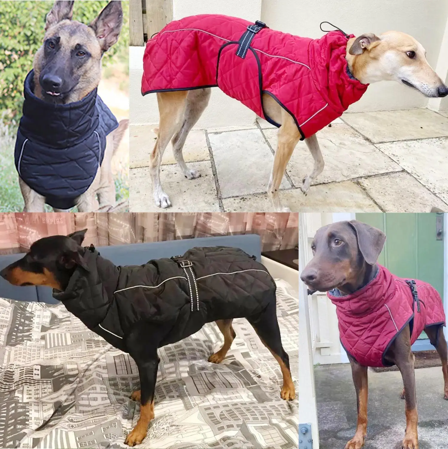 

Dog Outdoor Jacket Waterproof Reflective Pet Coat Vest Winter Warm Cotton Dogs Clothing for Large Middle Dogs Labrador