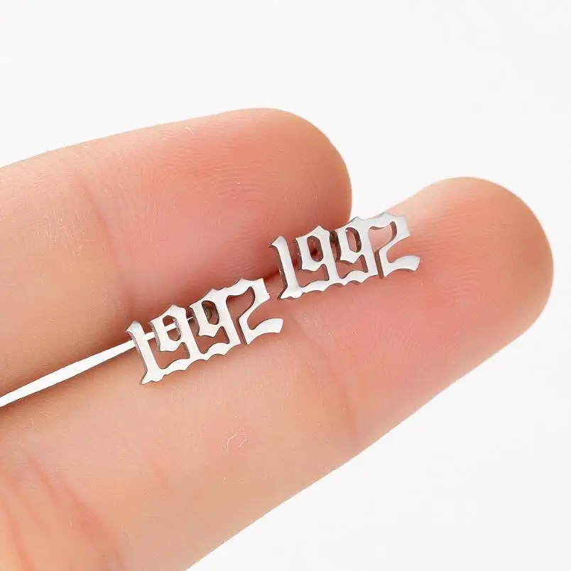 Женские серьги-гвоздики FENGLI из нержавеющей стали с цифрами подарок на день