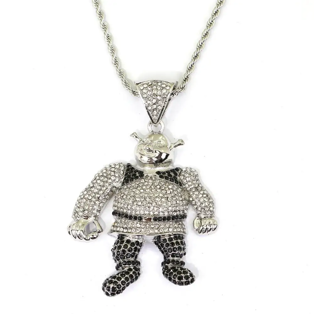 2 цвета Bling Iced Out большой размер мультфильм кулон с изображением из фильма хип хоп ожерелье ювелирные изделия 30 дюймов Франко цепи N638