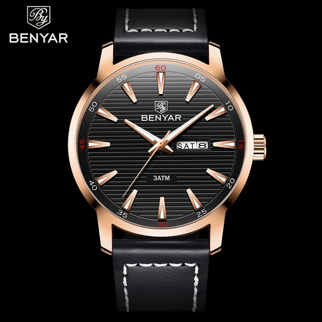 

BENYAR BY-5145B Uhren, Neue, MarkeUhren Männer Leder, роскошный кварцевый режим, спортивный