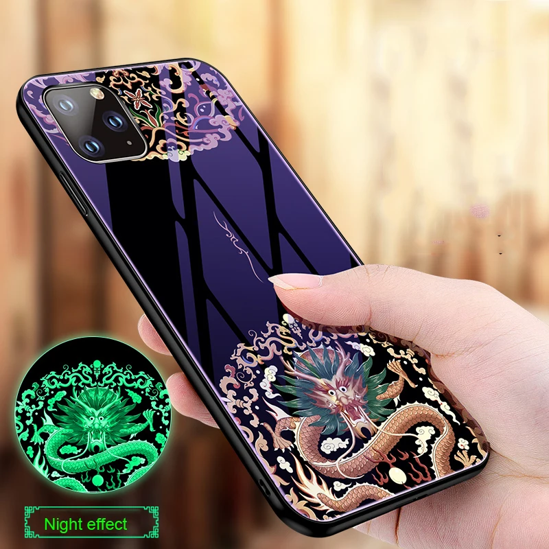 Светящийся чехол для iPhone 11 Pro Max XS MAX XR 6 6S Plus 7 8 из закаленного стекла | Мобильные