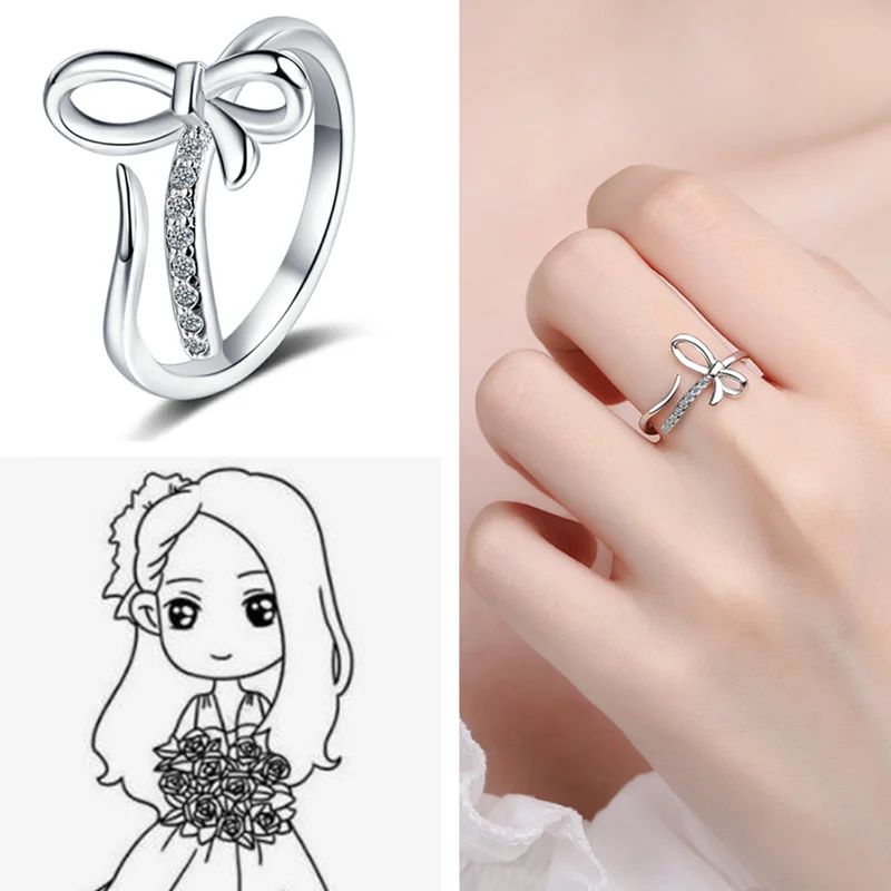 Модные кольца из розового золота с бантом для девочек обручальное кольцо высшего