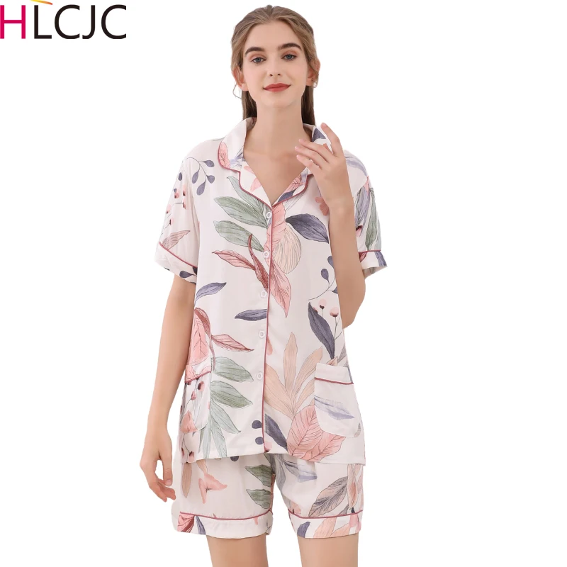 Женский пижамный комплект домашние шорты с коротким рукавом свободный костюм