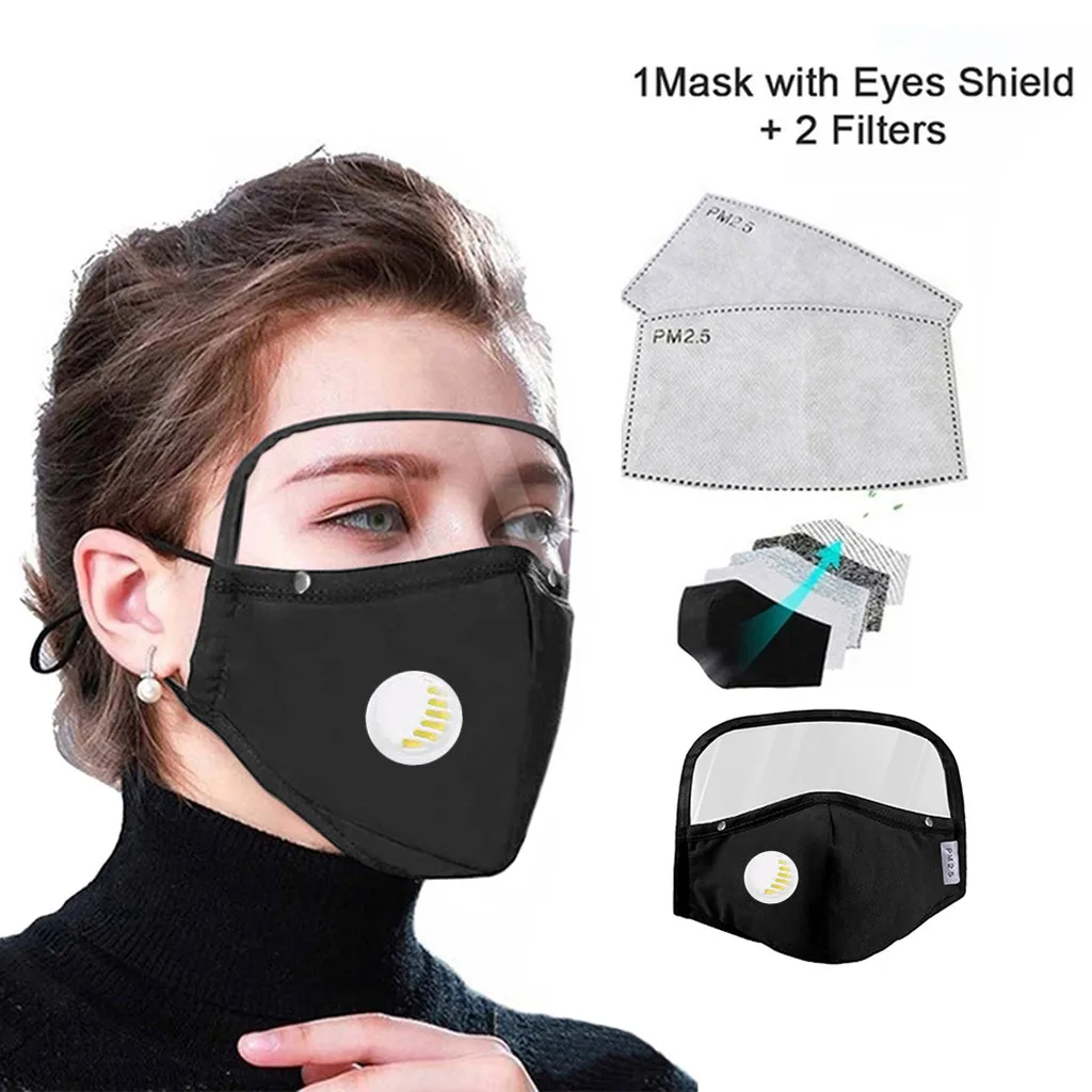 Съемная защитная дыхательная маска для лица с Защита глаз + 2 фильтра