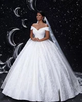 puffy wedding dresses ball gown off the shoulder appliques lace boho dubai arabic wedding gown bridal dress vestido de noiva