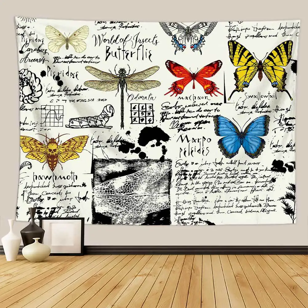 

Vintage Wall Tapestry Abstract Hippie Boho Butterfly Plants Flower Landscape Picture Home Decoration for Bedroom Farmhouse Decor