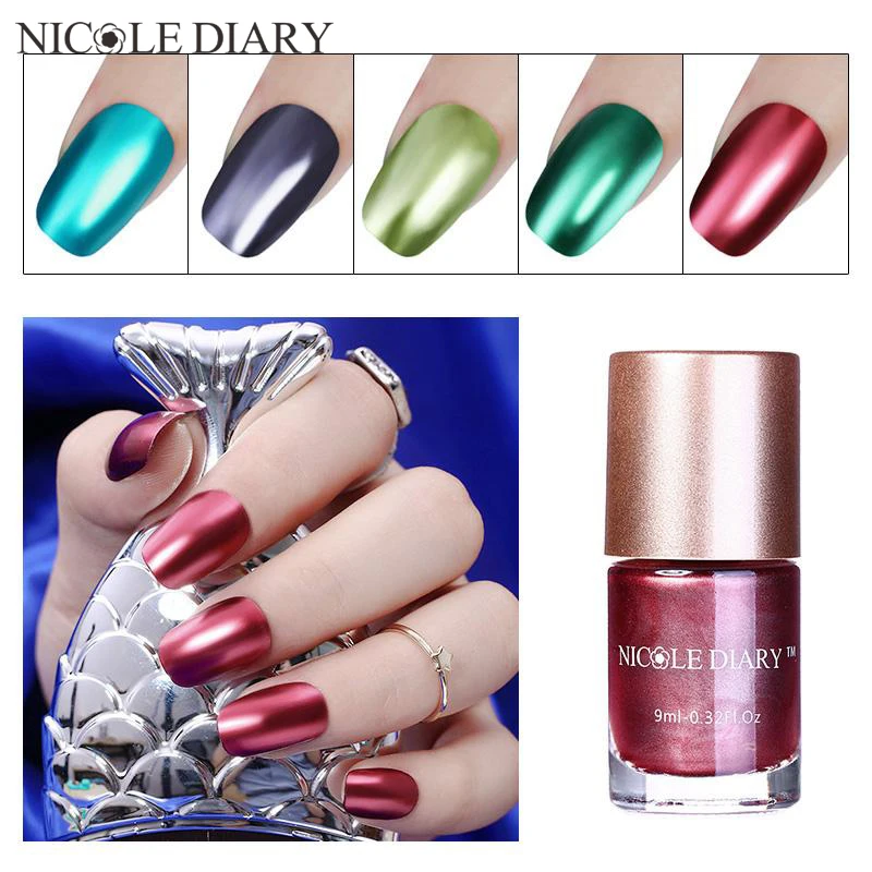 Зеркальный лак для ногтей NICOLE DIARY 9 мл металлик фиолетовый розовое золото