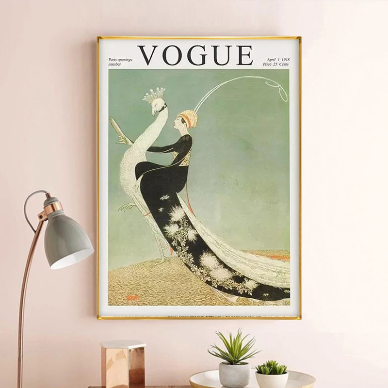 

Fashion Poster Vintage Cover Magazine Oil on Canvas Painting Posters and Prints Wall Art Picture for Living Room Home Decoration