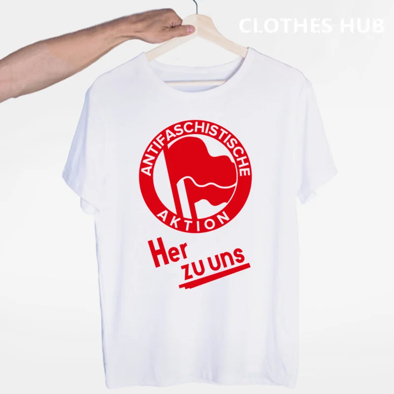 Футболка мужская Антифашистская анархическая ANTIFA свободная тенниска с коротким