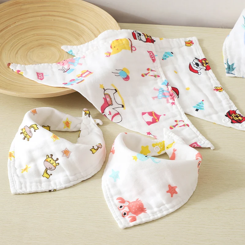 5pcs/lot Cotton Muslin Baby babador bandana bibs for babies Scarf boys Girls baby bib burp Cloths Bibs Feeding | Детская одежда и