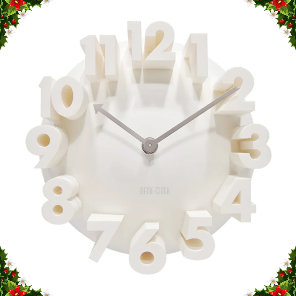 

Creative Digital Wall Clock Household Decorative Wall Clock Living Room Mute Clock Decor (White without Battery)