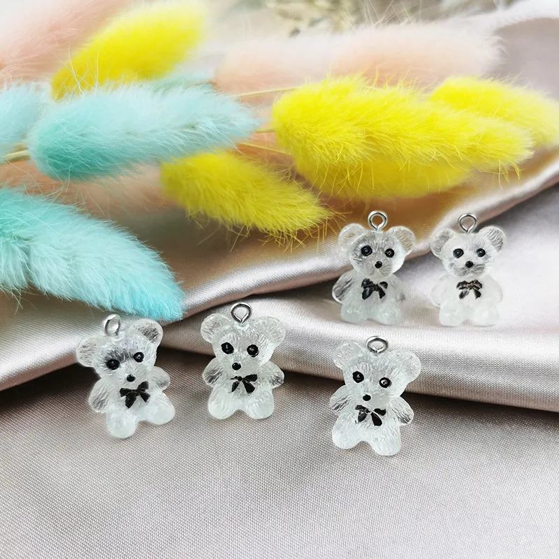 

10pcs 15*21mm Cute lucency Resin Bear Pendant Charms for Woman Girls Cartoon Jewelry Findings DIY Wholesale