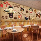Мультяшный фон для японской кухни на заказ, настенная 3D фотобумага, рамен, дом, суши, ресторан, промышленный декор, Настенная 3D Бумага