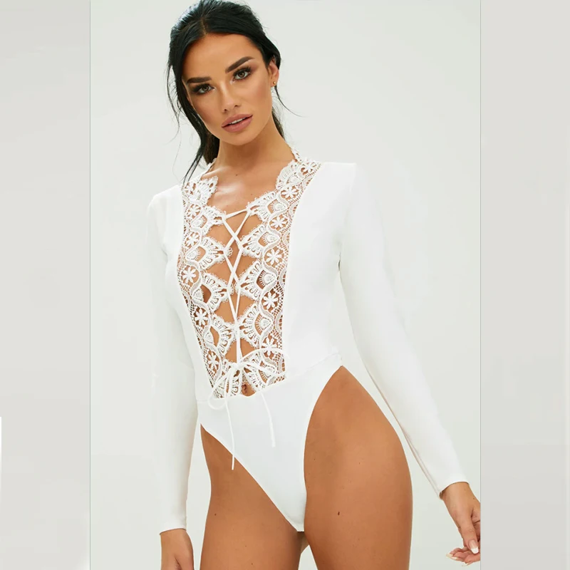 Сексуальные женские кружевные комбинезоны Bandag цельный вязаный крючком