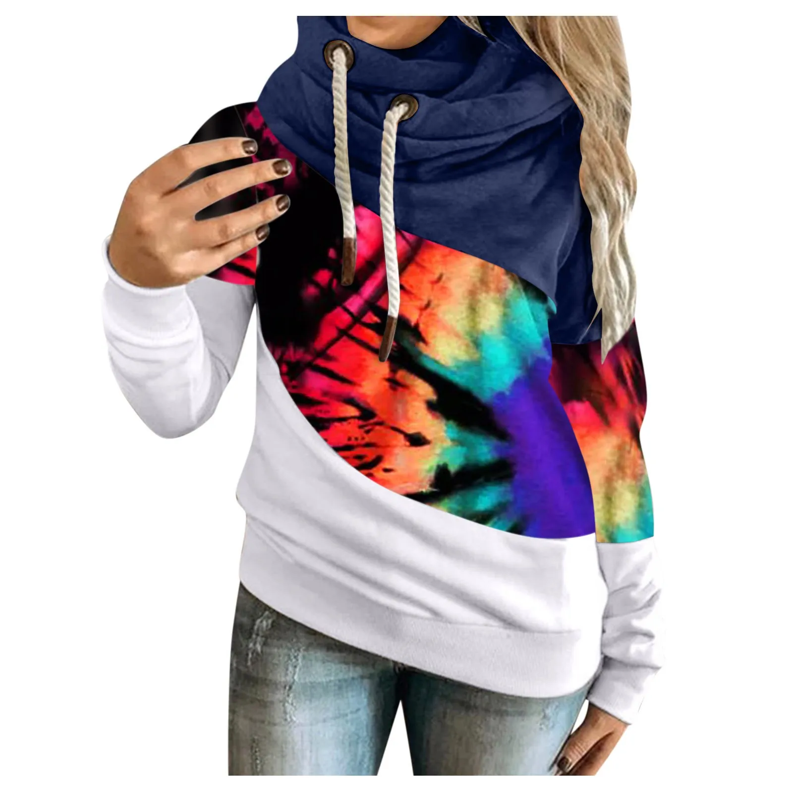 

Женские толстовки Overzise, повседневные толстовки с контрастным принтом и длинным рукавом, свитшоты, топы, женские толстовки, Свитшот 2021*8