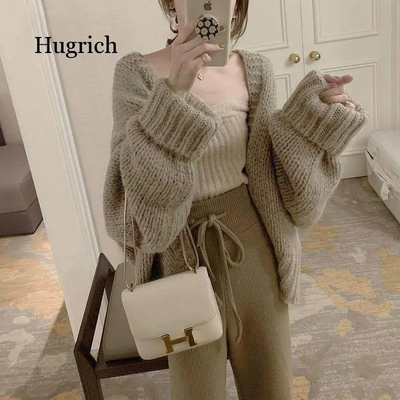 

Oversize Sweater Women Cardigans Loose Womens Coats Casual Fashion Knitted Solid Women Clothing 2020 Khaki Beige Pink