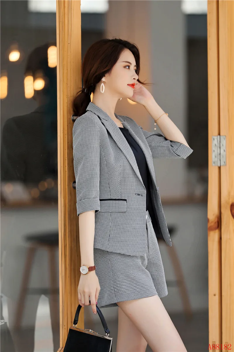 Женская элегантная деловая офисная одежда OL весенне-летние серые блейзеры и