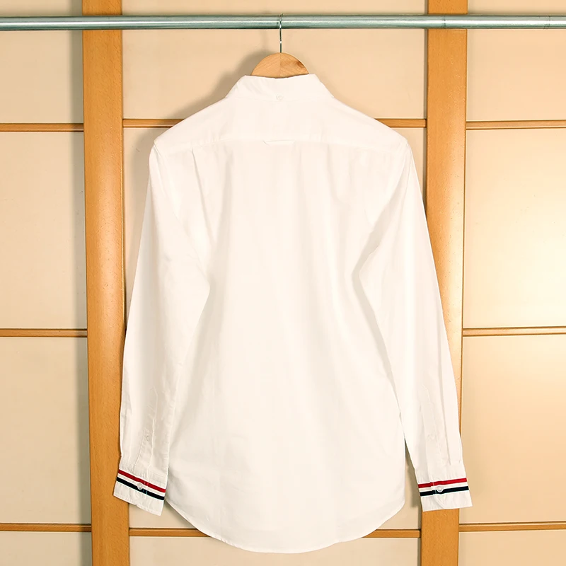 

Fashion TB 2021 Brand Shirts Men Slim fit Cuff Stripes Casual Shirt long sleeve Oxford white cotton male Clothing office