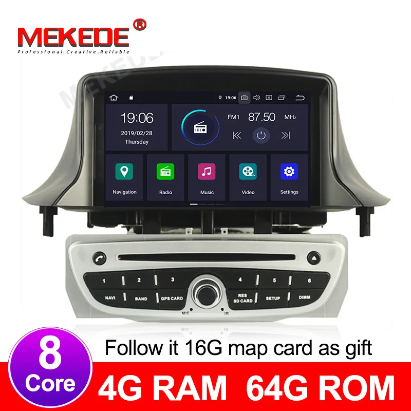 4 + 64G Автомобильный Android 9 0 Ca DVD gps плеер для Renault Megane 3 Fluence 2009 2015 с GsP навигацией Радио