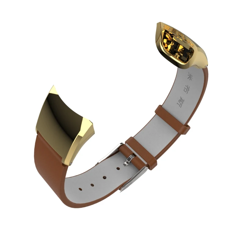 Mijobs кожаный ремешок для huawei Honor Band 4 5 Смарт-часы наручные часы ремешок для Honor 4 5 умный Браслет ремешок - Цвет: Brown Gold