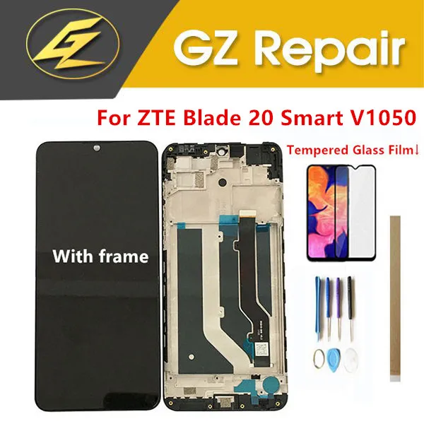 С рамкой 6 49 дюйма для ZTE Blade 20 Smart V1050 ЖК дисплей с сенсорным экраном стеклянный