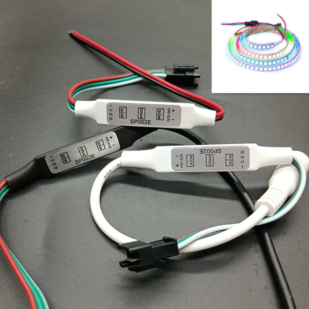

WS2812B WS2811 RGB Led Strip Controller USB/3Pin Snap-in JST Connector Mini 3 Keys For Pixel Light DC5V-24V