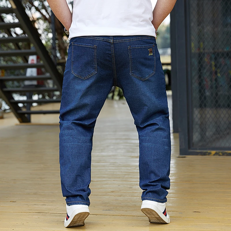 

Plus size menswear 2021New launch in Men's loose casual stretch jeans Summer thin oversized straight pants 44 46 48