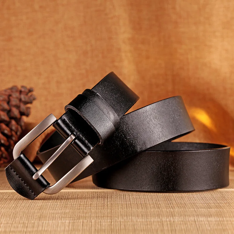 

2020 New High Quality Men Belt Solid Color Metal Pin Buckle Waist Band Male Vintage Jeans Belt
