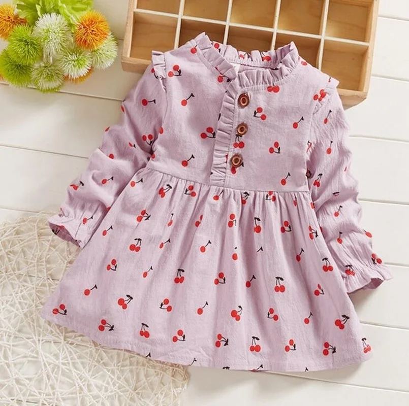 

2021 Spring Newborn Baby Girl Long Sleeve Cartoon Dress Baby Girl Party Tutu Dress