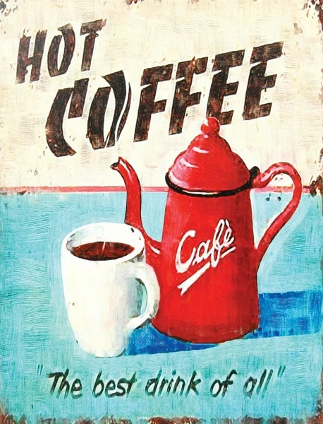 

TIN SIGN "Hot Coffee Best Drink" Caffeine Decor Garage Wall Decor Metal Tin Sign