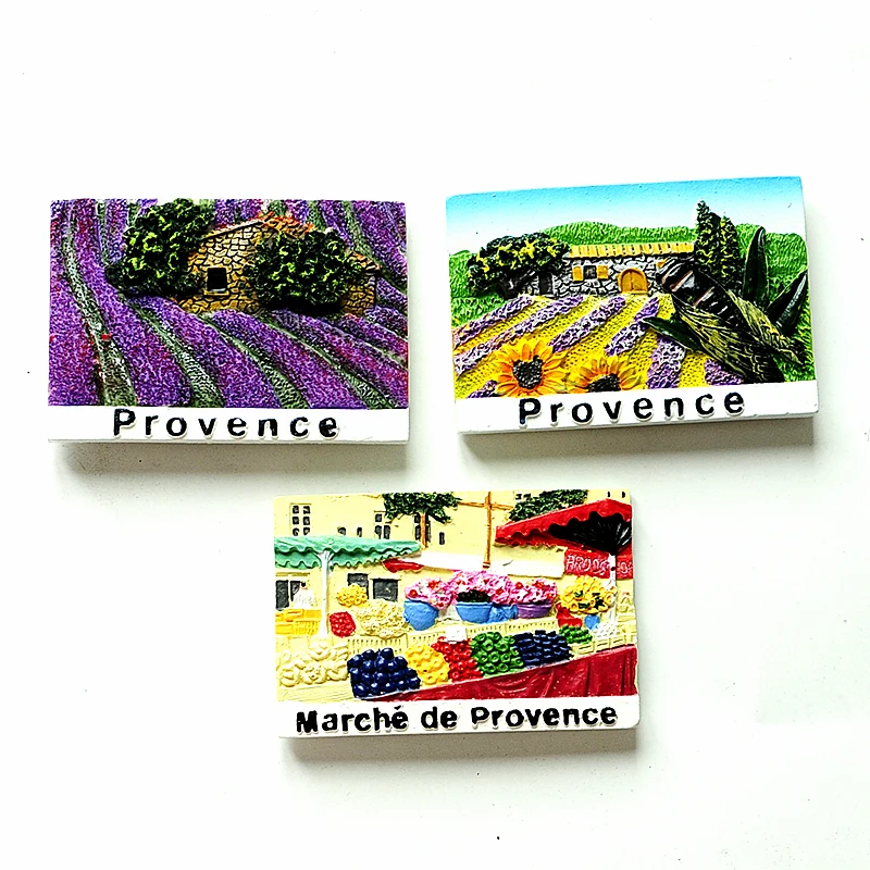 Квадратный магнит для холодильника 3D Французский Прованс лаванда дорожный