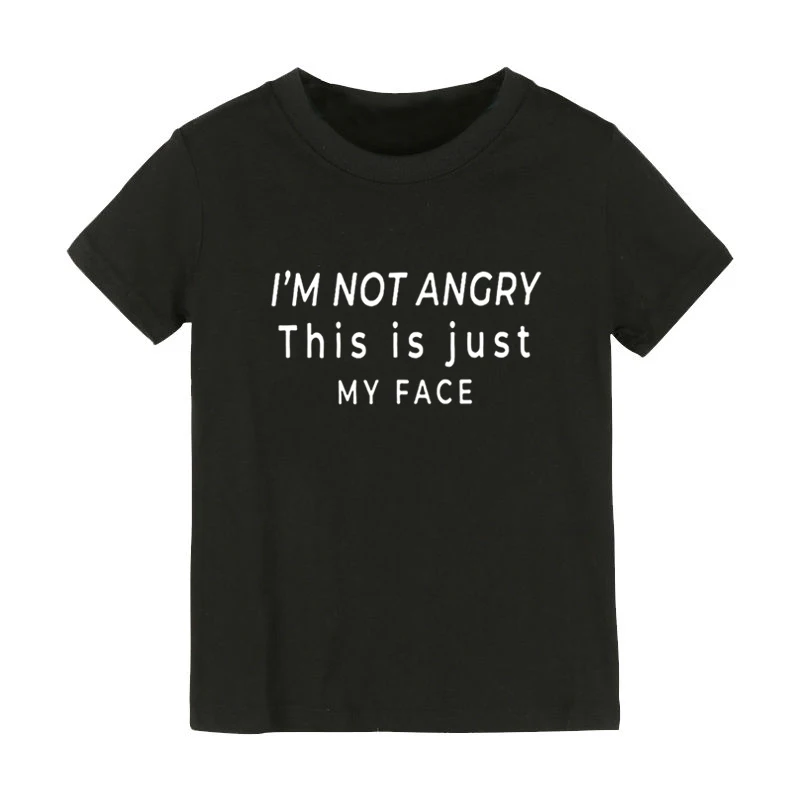 Детская футболка с принтом I'm not angry this is just my face рубашка для мальчиков и девочек