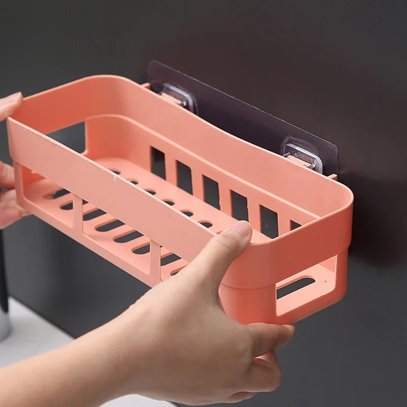 

Bathroom Shelf Organizer Toilet Adhesive Shampoo Gel Storage Basket Decoration Corner Shower Rack Accessories