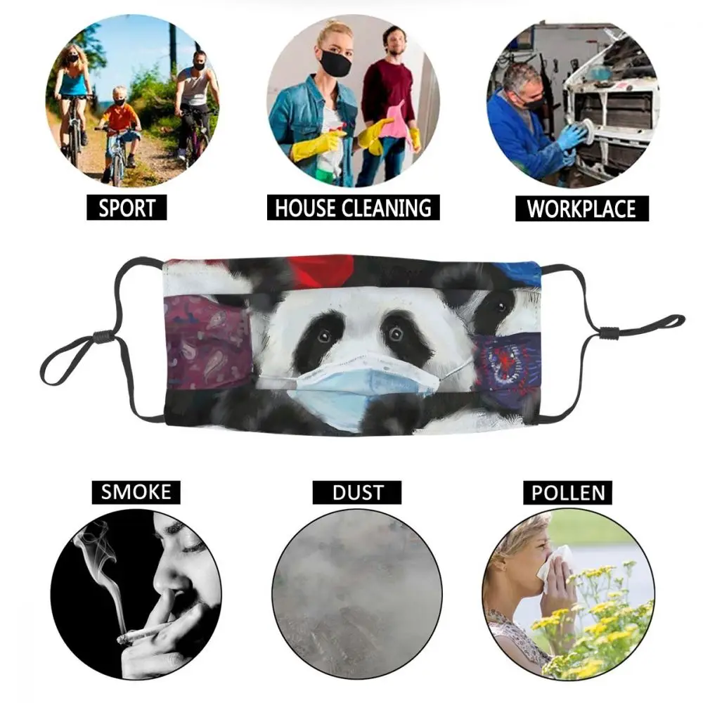 

A Group Of Pandas Men Women Non-Disposable Face Mask Bear Animal Anti Haze Anti Dust Protection Cover Respirator Mouth Muffle