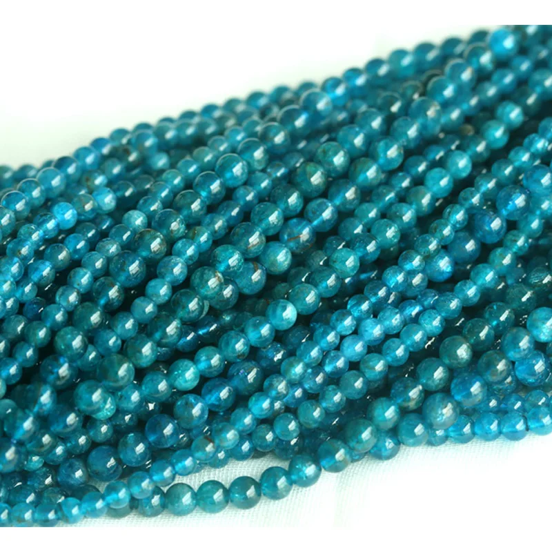 

Veemake Blue Apatite Natural Charms Stones Gemstones DIY Necklace Bracelets Earrings Loose Round Beads For Jewelry Making 04019