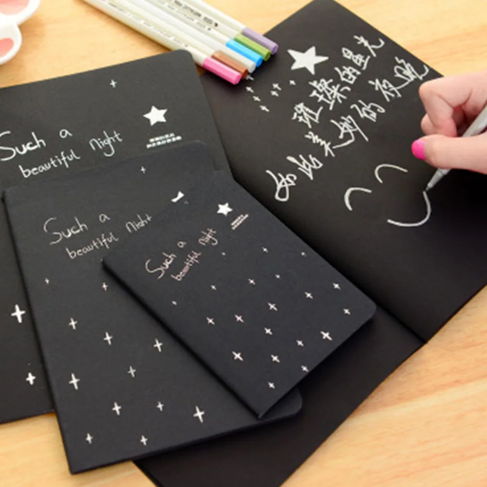 

1pcs Notebook Diary Black Paper Notepad 16K/32K/56K Sketch Graffiti Notebook For Drawing Painting Office School Stationery Gifts